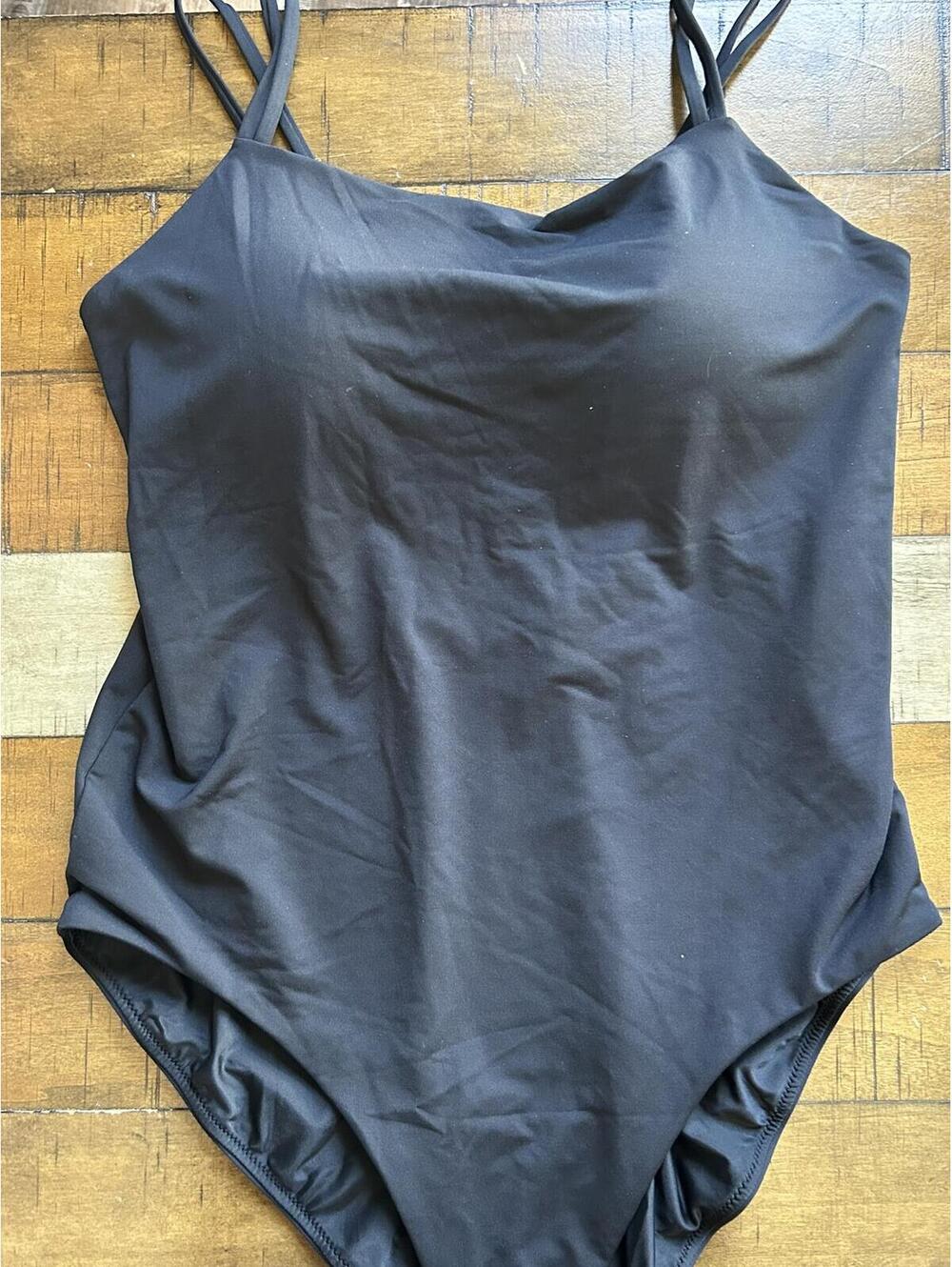 Black One-Piece Swimsuit with Double Straps